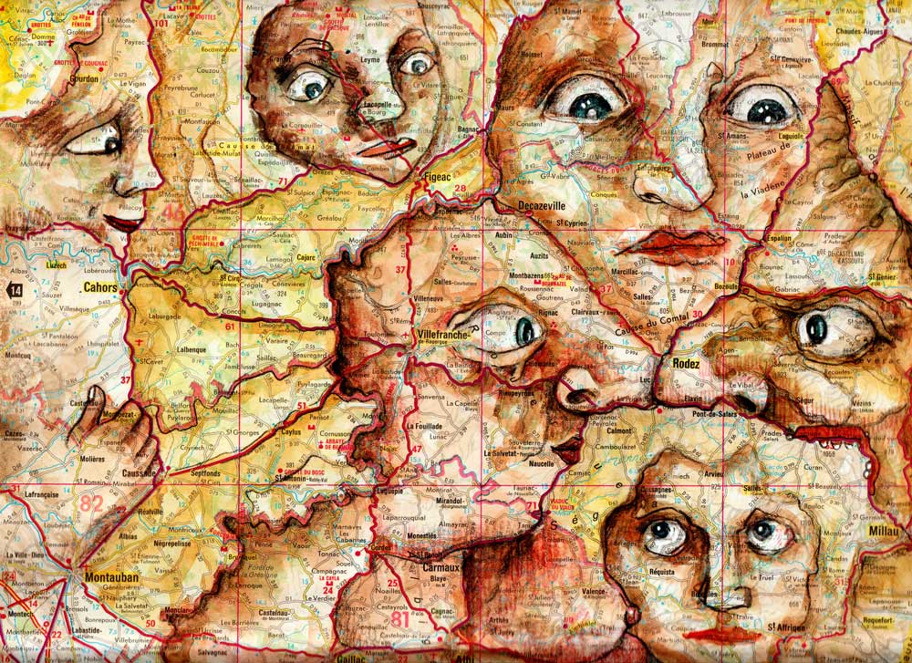 Surpopulation en Aveyron (Dessin sur carte, 1998)