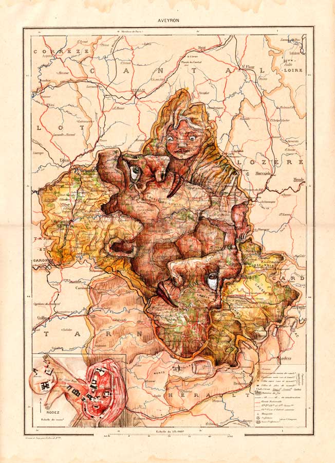 Douce vie en Aveyron (Dessin sur carte, 1914)